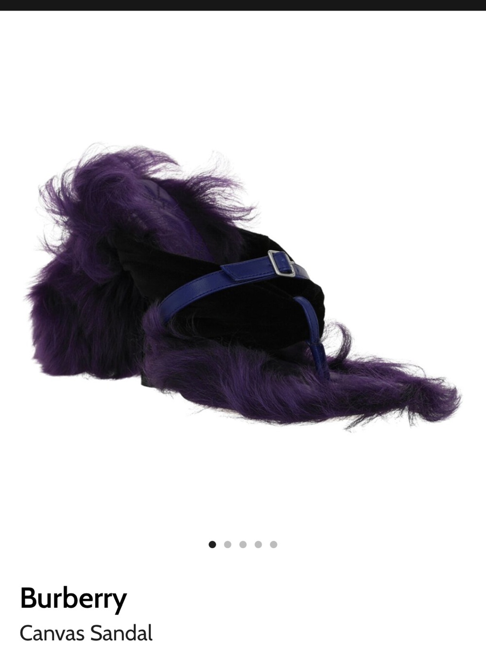 Burberry Black and Purple Fox Fur Sandal Box Label